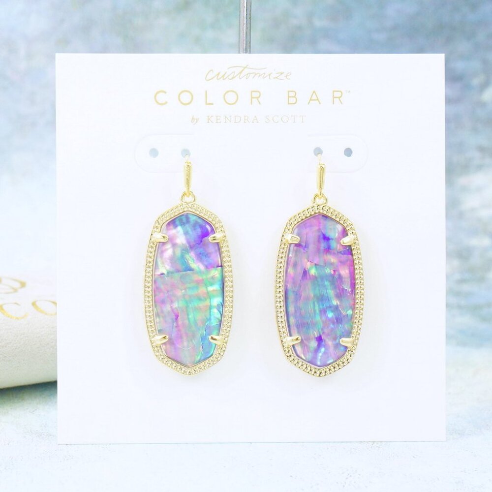 Kendra Scott Elle Lilac Abalone Earrings Gold Plated